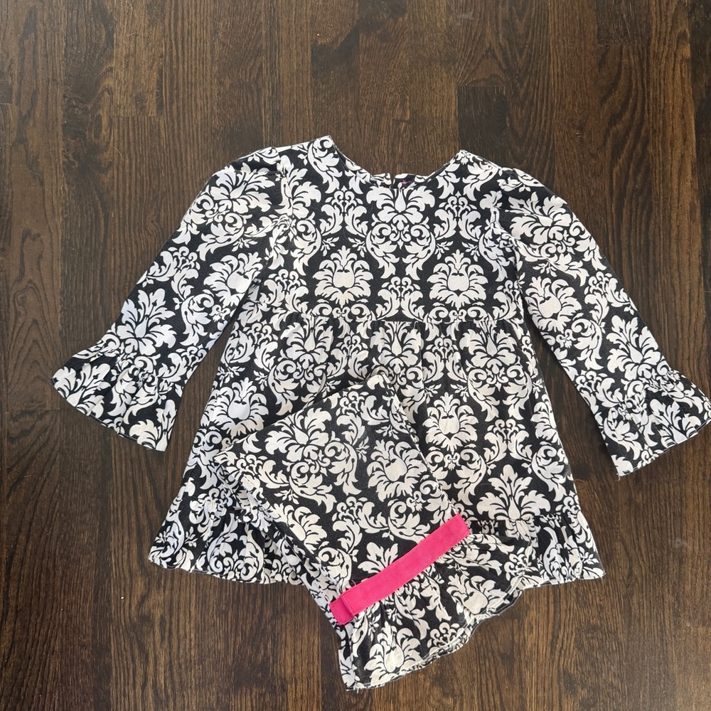 Rags Land Black and White Floral Pants and Shirt Set